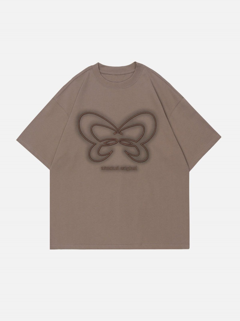 Noir  T Shirts Aelfric Eden Butterfly Embroidery Tee - MAJ-4539871